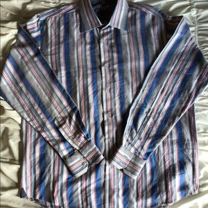 Men's Visconti Uoma Striped Shirt Cuffed Sleeve L